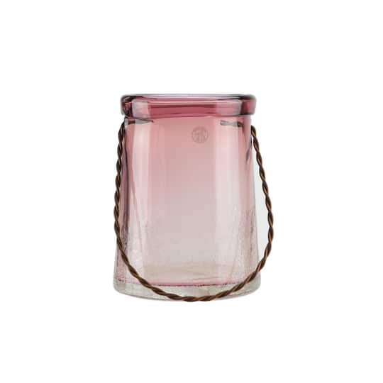 13.5" Transparent Mauve Tapered Hand Blown Glass Hurricane